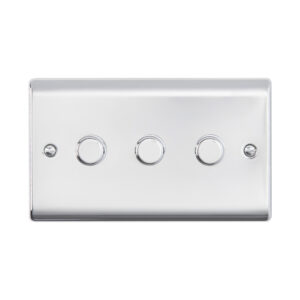 Saxby Electrical Raised Screwed 3G LED Dimmer 5-100W Polished Chrome (RS663PC)