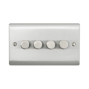 Saxby Electrical Raised Screwed 4G LED Dimmer 5-100W Brushed Steel (RS664BS)