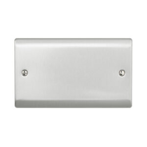 Saxby Electrical Raised Screwed 2G Blanking Plate Brushed Steel (RS882BS)