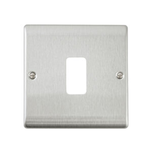 Saxby Electrical Raised Screwed 1G Grid Front Plate Brushed Steel (RSGFP1BS)