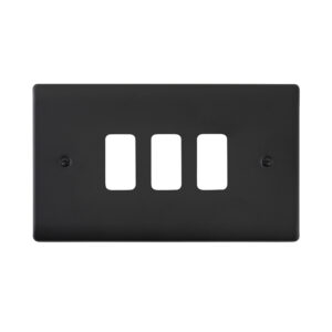 Saxby Electrical Raised Screwed 3G Grid Front Plate Matt Black