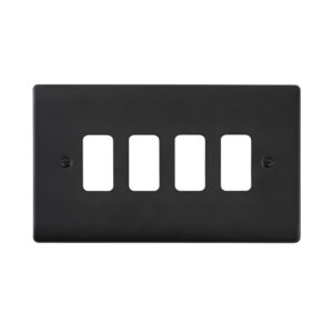 Saxby Electrical Raised Screwed 4G Grid Front Plate Matt Black
