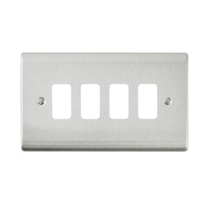 Saxby Electrical Raised Screwed 4G Grid Front Plate Brushed Steel (RSGFP4BS)