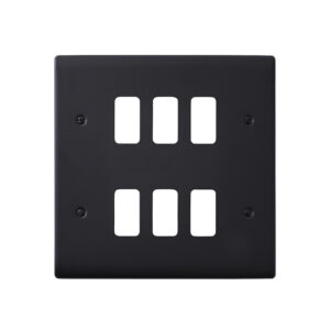 Saxby Electrical Raised Screwed 6G Grid Front Plate Matt Black
