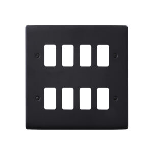Saxby Electrical Raised Screwed 8G Grid Front Plate Matt Black