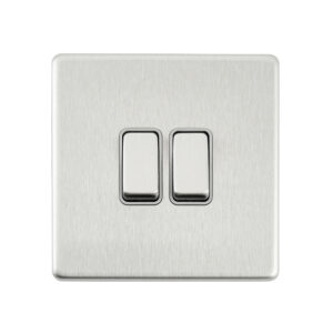Saxby Electrical - Saxby Electrcial Screwless 10AX 2G 2-Way Switch Brushed Steel (SL102BSG)