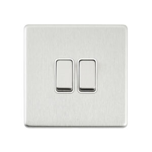 Saxby Electrical - Saxby Electrcial Screwless 10AX 2G 2-Way Switch Brushed Steel (SL102BSW)