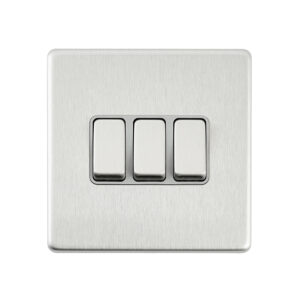 Saxby Electrical - Saxby Electrcial Screwless 10AX 3G 2-Way Switch Brushed Steel (SL103BSG)