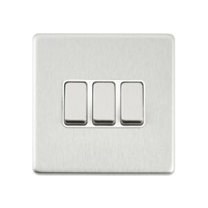 Saxby Electrical - Saxby Electrcial Screwless 10AX 3G 2-Way Switch Brushed Steel (SL103BSW)