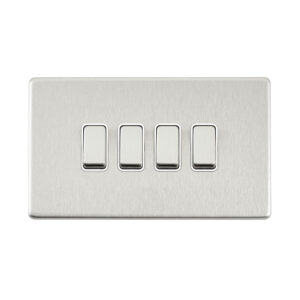Saxby Electrical - Saxby Electrcial Screwless 10AX 4G 2-Way Switch Brushed Steel (SL104BSW)