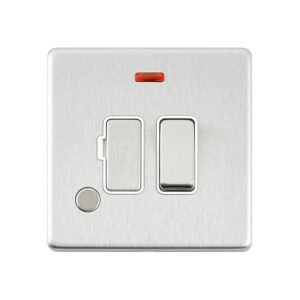 Saxby Electrical - Saxby Electrcial Screwless 13A Switched Fused Spur Unit with Flex Outlet and Neon Brushed Steel (SL323BSW)