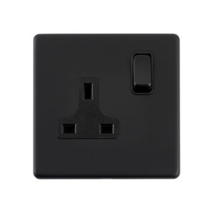 Saxby Electrical - Saxby Electrcial Screwless 13A 1G DP Socket Matt Black (SL412BLB)