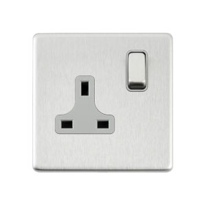 Saxby Electrical - Saxby Electrcial Screwless 13A 1G DP Socket Brushed Steel (SL412BSG)