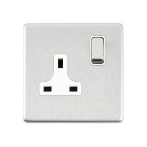 Saxby Electrical - Saxby Electrcial Screwless 13A 1G DP Socket Brushed Steel (SL412BSW)