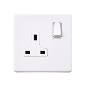 Saxby Electrical - Saxby Electrcial Screwless 13A 1G DP Socket Matt White (SL412WHW)