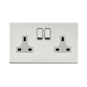 Saxby Electrical - Saxby Electrcial Screwless 13A 2G DP Socket Brushed Steel (SL422BSG)