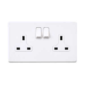 Saxby Electrical - Saxby Electrcial Screwless 13A 2G DP Socket Matt White (SL422WHW)