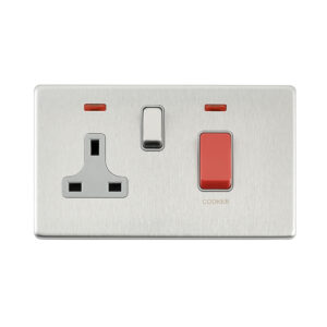 Saxby Electrical - Saxby Electrcial Screwless 45A DP Cooker Switch 13A Socket Neon Brushed Steel (SL551BSG)