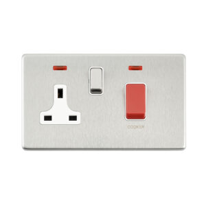 Saxby Electrical - Saxby Electrcial Screwless 45A DP Cooker Switch 13A Socket Neon Brushed Steel (SL551BSW)