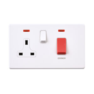 Saxby Electrical - Saxby Electrcial Screwless 45A DP Cooker Switch 13A Socket Neon Matt White (SL551WHW)