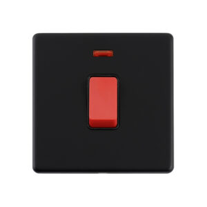 Saxby Electrical - Saxby Electrcial Screwless 45A 1G DP Switch Neon Matt Black (SL553BLB)