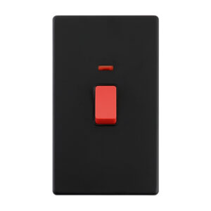 Saxby Electrical - Saxby Electrcial Screwless 45A Large Plate DP Switch Neon Matt Black (SL555BLB)