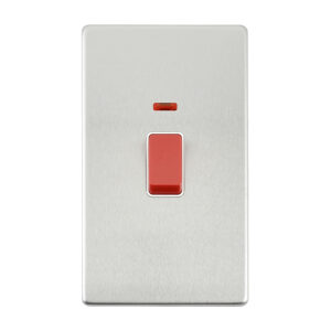 Saxby Electrical - Saxby Electrcial Screwless 45A Large Plate DP Switch Neon Brushed Steel (SL555BSW)