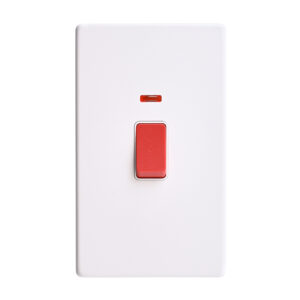 Saxby Electrical - Saxby Electrcial Screwless 45A Large Plate DP Switch Neon Matt White (SL555WHW)