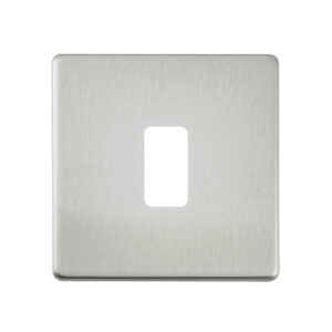 Grid Range - Saxby Electrical Screwless 1G Grid Front Plate Brushed Steel (SLGFP1BS)