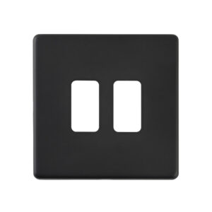 Grid Range - Saxby Electrical Screwless 2G Grid Front Plate Matt Black (SLGFP2BL)