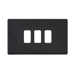 Grid Range - Saxby Electrical Screwless 3G Grid Front Plate Matt Black (SLGFP3BL)