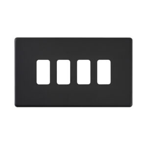 Grid Range - Saxby Electrical Screwless 4G Grid Front Plate Matt Black (SLGFP4BL)