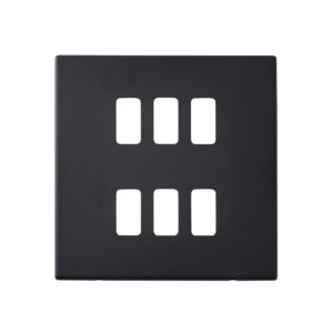Grid Range - Saxby Electrical Screwless 6G Grid Front Plate Matt Black (SLGFP6BL)