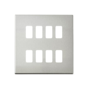 Grid Range - Saxby Electrical Screwless 8G Grid Front Plate Brushed Steel (SLGFP8BS)