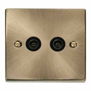 Click Scolmore - Click Deco Twin Coaxial Socket Outlet Black (VPAB066BK)