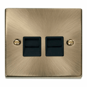 Click Scolmore - Click Deco Twin Telephone Socket Outlet Master Black (VPAB121BK)