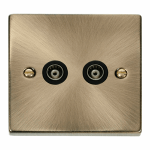 Click Scolmore - Click Deco Twin Isolated Coaxial Socket Outlet Black (VPAB159BK)