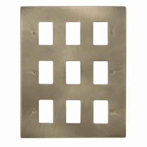 Click Deco 9 Gang GridPro Frontplate Antique Brass