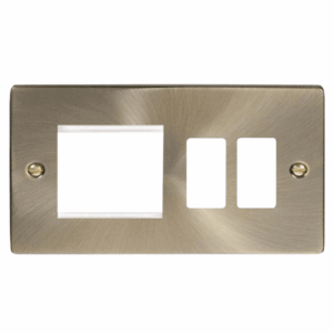Click Deco Hotel Accessory Plate 2 Gang GridPro Frontplate With Twin New Media Aperture
