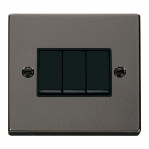 Click Scolmore - Click Deco 3 Gang 2 Way 10Ax Switch Black (VPBN013BK)