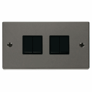 Click Scolmore - Click Deco 4 Gang 2 Way 10Ax Switch Black (VPBN019BK)