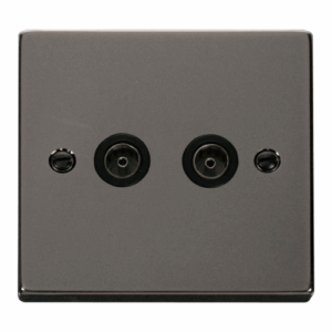 Click Scolmore - Click Deco Twin Coaxial Socket Outlet Black (VPBN066BK)