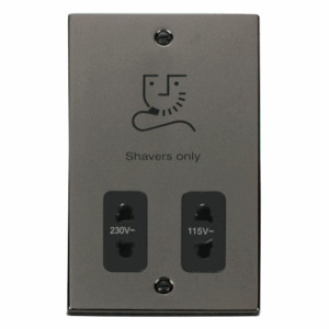 Click Scolmore - Click Deco Dual Voltage Shaver Socket Outlet 115/230V Black (VPBN100BK)