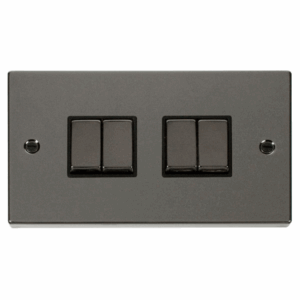 Click Scolmore - Click Deco 4 Gang 2 Way Ingot 10Ax Switch Black (VPBN414BK)
