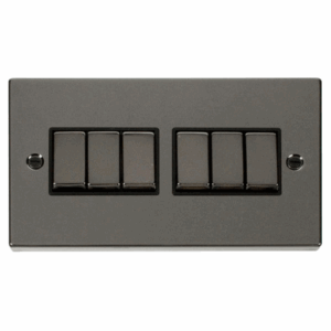 Click Scolmore - Click Deco 6 Gang 2 Way Ingot 10Ax Switch Black (VPBN416BK)