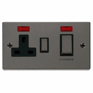 Click Scolmore - Click Deco Ingot 45A Dp Switch 13A Switched Socket & Neons (2) Black (VPBN505BK)