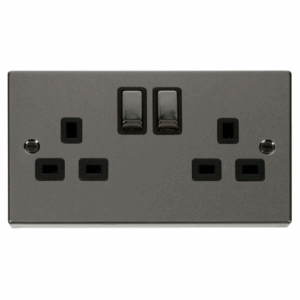 Click Scolmore - Click Deco 2 Gang 13A Dp Ingot Switched Socket Outlet Black (VPBN536BK)