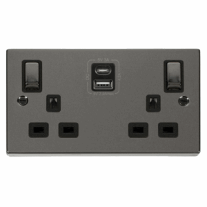 Click Scolmore - Click Deco 2G 13A Switch Skt 4.2A A&C Usb Ingot Vpbn Bk (VPBN586BK)