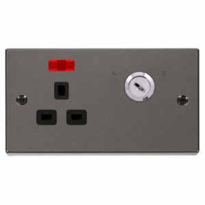 Click Scolmore - Click Deco 13A 1G Dp Lockable Skt W Neon Deco Bn Bk (VPBN655BK)