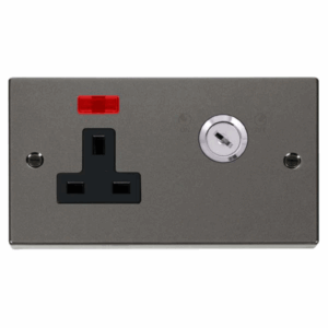 Click Scolmore - Click Deco 13A 1 Gang Dp Key Lockable Socket With Neon (VPBN675BK)